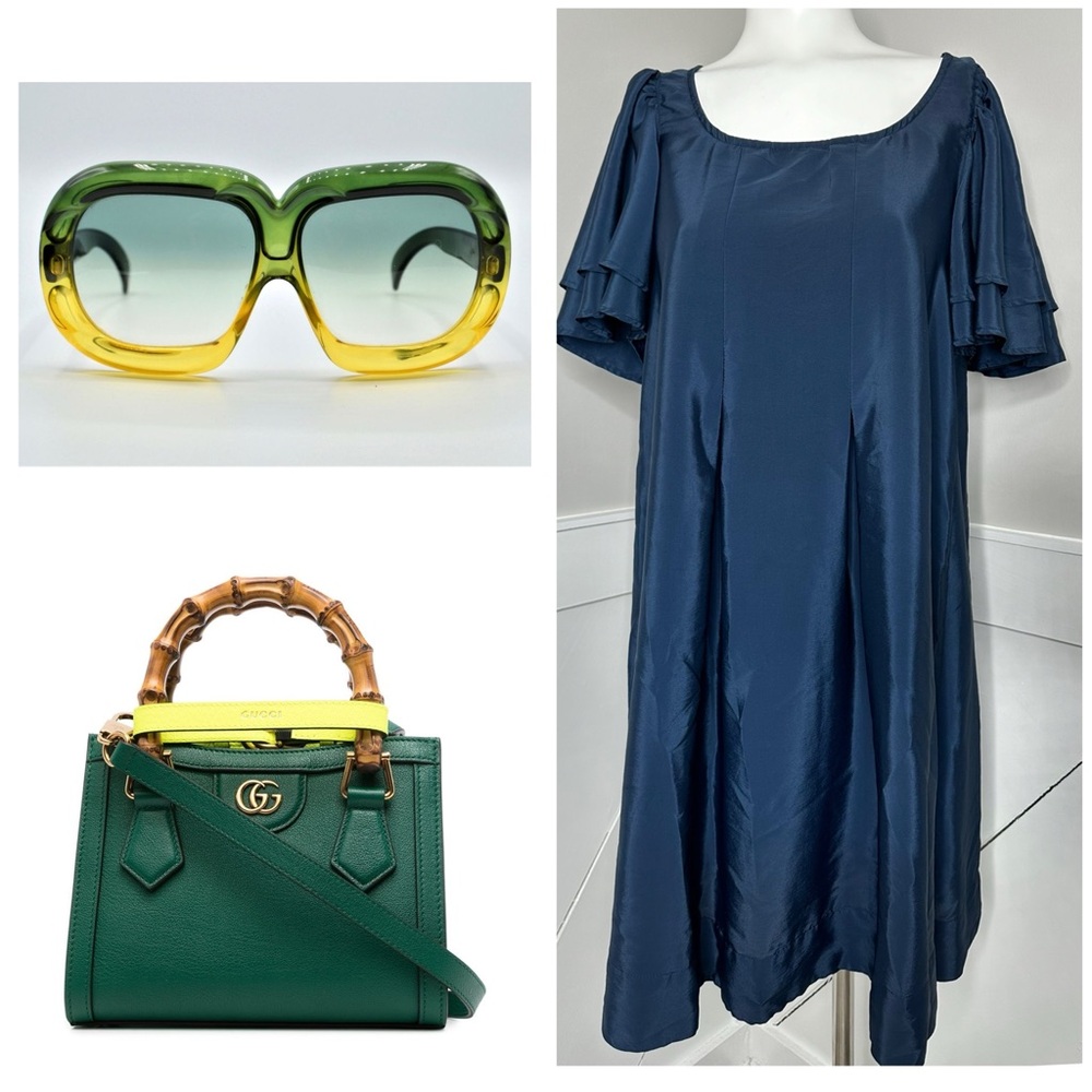 H&M BLUE PLEATED DRESS 12
